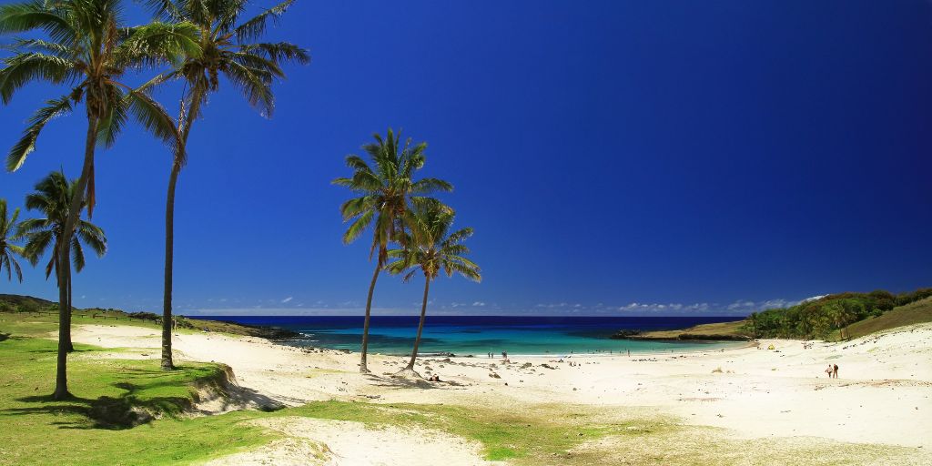 Playa de Anakena, en la costa norte de la isla