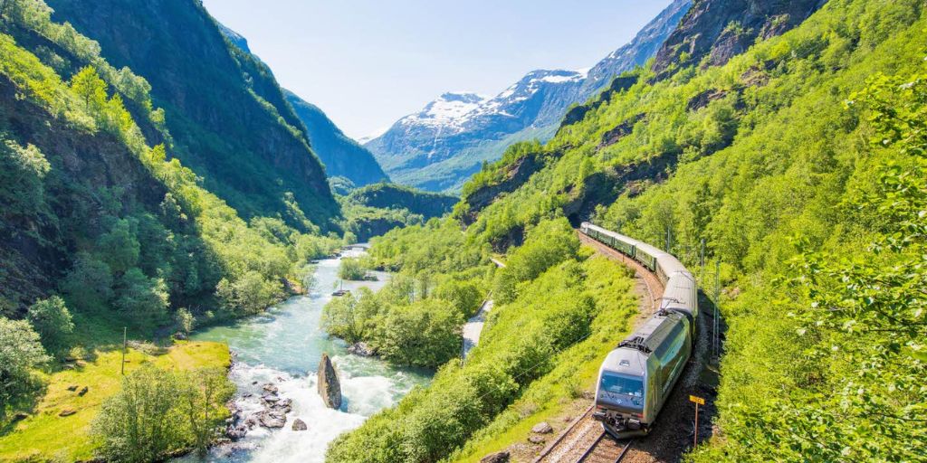 Esta ruta es considerada una de las más hermosas. Imagen extraída de la página web del ferrocarril de Flåm